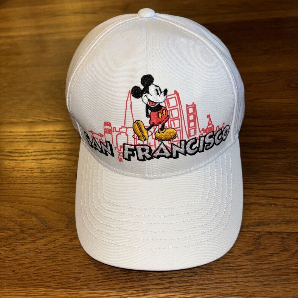 Mickey Mouse‎ San Francisco Skyline Disney Store White Cap Hat Adjustable Retro - Picture 2 of 7